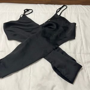 Small black silk top ties on the sides